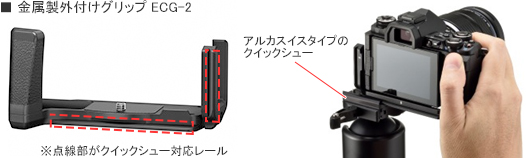 005849]金属製外付けグリップ ECG-2 は、どのような三脚に対応してい
